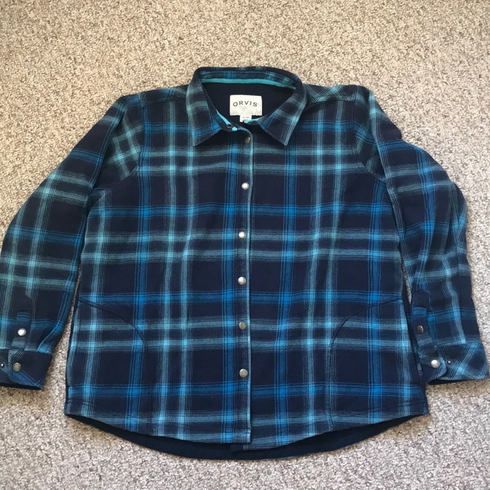 Orvis Blue Plaid Fleece-lined Overshirt XXL